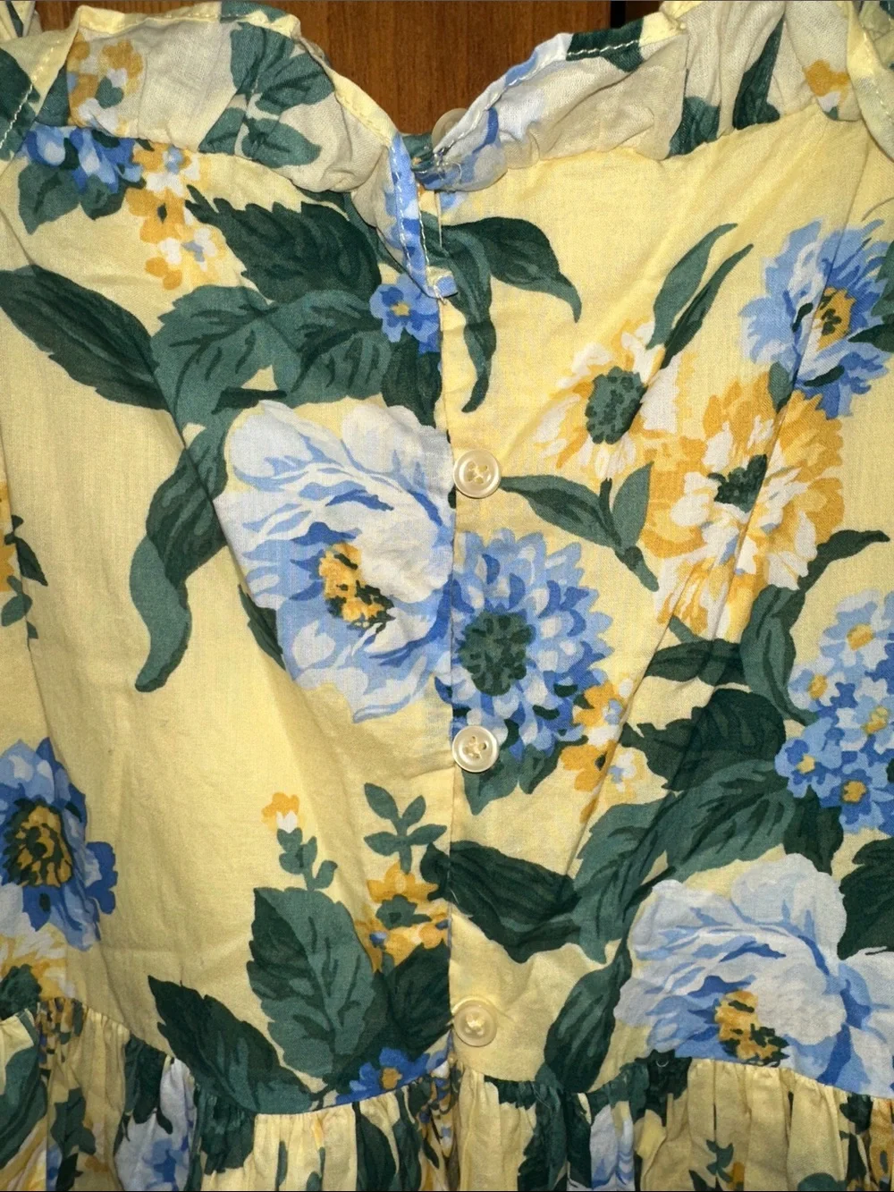 Janie and Jack Yellow Floral Ruffle-Shoulder Dress